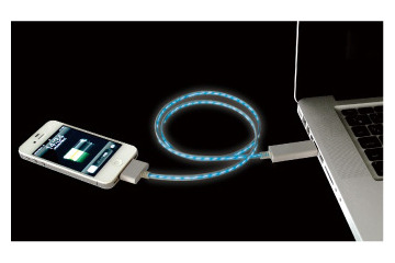 光の流れる速さでスマホの充電状況を知らせる充電・データ転送用ケーブル……iPhone用も 画像
