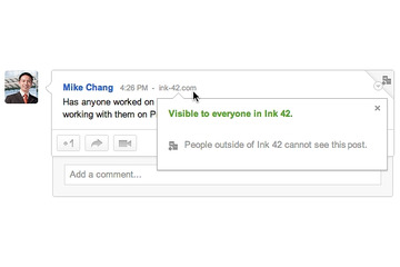 グーグル、「Google+」の企業向け提供を開始……企業内限定の投稿やビデオ会議が可能に 画像