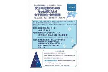 女子医学生・女性医師が女子中高生のためのシンポジウム 12月22日 画像