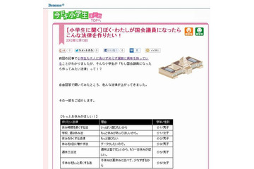 小学生が考えた「作ってみたい法律」…週休三日法など 画像