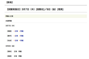 【高校受験2013】群馬県公立高校入試、8日の解答速報は18:45開始 画像