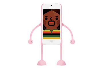 手足のついたiPhone 5ケース! 顔を画面表示して遊べるフィギュアデザイン 画像