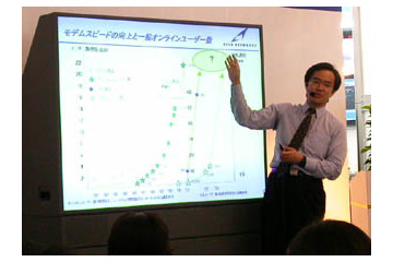 [N+I 2002 Tokyo] アッカの12Mbpsサービスは現行8Mサービス並の料金に？ − アッカ・ネットワークス 鴨下氏が今後のDSL/FTTH戦略を語る 画像