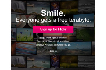 米Yahoo!、Flickr無料アカウントの保存容量を1TBに拡張 画像