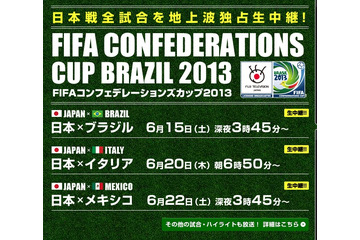 日本代表、コンフェデ杯ブラジル戦は日本時間16日早朝4時開始……アプリでダイジェストも配信 画像