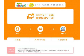 「ニンテンドー3DS画像投稿ツール」でFacebookへ投稿が可能に 画像