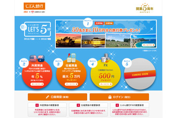 開業5周年記念「じぶん銀行発  夏のLet's 5!キャンペーン」開始 画像