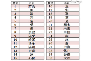 赤ちゃん名づけランキング、2013年上半期 画像