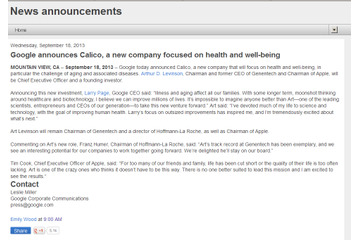 グーグル、健康関連事業を手掛ける新会社「Calico」を設立 画像