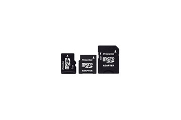 プリンストン、SDメモリーカード/miniSDカード変換アダプタ付属のmicroSDカード2GBモデル 画像