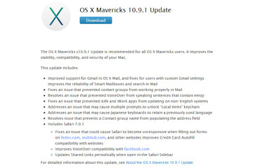 Apple、「OS X Mavericks」初のアップデート10.9.1をリリース……Safari 7脆弱性も改善 画像