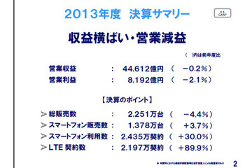 【ドコモ決算発表】225Mbpsスタート……2014年度は攻めの減益で2015年にV字回復を目指す 画像