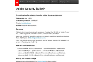 Adobe ReaderとAcrobatのセキュリティアップデートの事前通知 画像