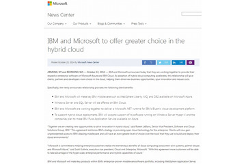 IBMとマイクロソフト、それぞれのクラウドでエンタープライズ・ソフトを相互提供 画像