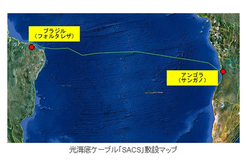 南大西洋を横断する世界初の光海底ケーブルシステム、NECが受注 画像