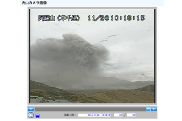 阿蘇山のライブカメラで激しい噴煙を配信、twitterなどで注目される 画像