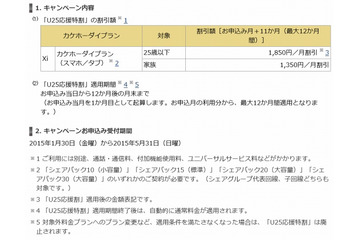 ドコモ、25歳以下ユーザーと家族を対象とした「U25応援特割」発表 画像