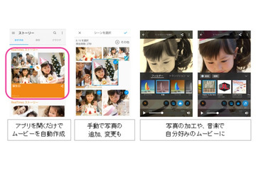 自動的にショートムービーを作成、「RealTimes for au」アプリが公開 画像