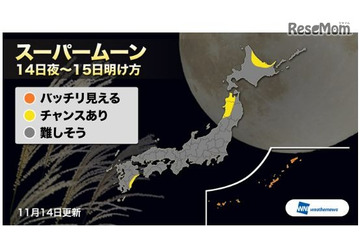 スーパームーンは今夜!気になる天気は? 画像