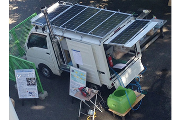 被災地で電気とお湯を供給する