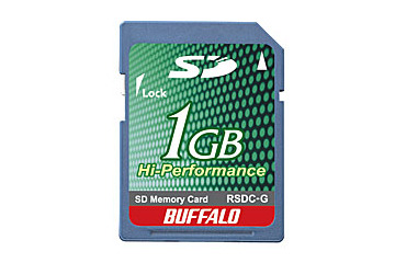 バッファロー、転送速度21Mバイト/秒の1GバイトSDメモリーカード 画像
