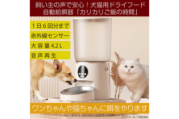 飼い主の声で安心!犬猫用ドライフード自動給餌器が発売 画像