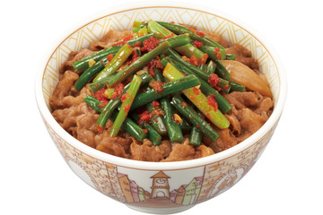 すき家、夏の人気商品「ニンニクの芽牛丼」再び！ニンニクたっぷり旨辛だれとシャキシャキ食感がたまらない 画像