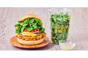 パクチー好き歓喜！フレッシュネス、パクチー10倍「パクチーチキンバーガー」を期間限定発売 画像