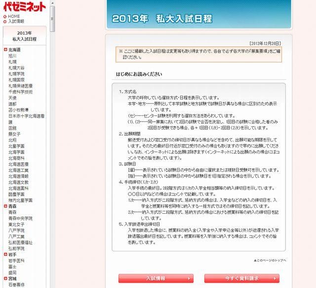 大学受験13 代ゼミ 全国の私大入試日程表 Rbb Today
