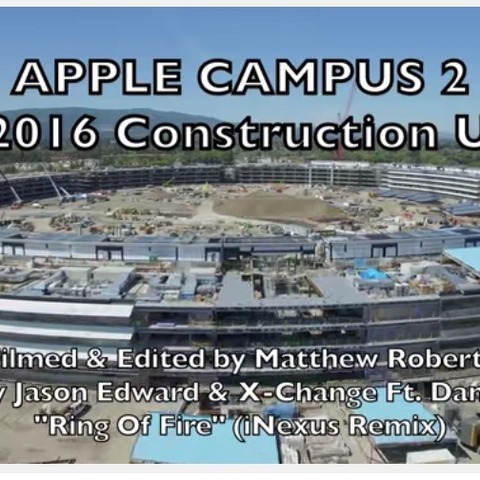 まるで宇宙船! 建設中のアップル新社屋をとらえた新たな空撮動画 画像