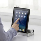 サンワサプライ、iPad用スピーカー付きスタンド 画像