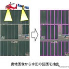 富士通、衛星画像・航空写真を解析し水田区画図を作成 画像