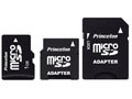 プリンストン、SDメモリーカード/miniSDカード変換アダプタ付属のmicroSDカード2GBモデル 画像