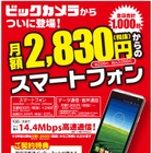 ビックカメラ、音声通話対応「BIC SIM」とスマホの格安セット販売開始……1000台限定で月額2,830円から 画像