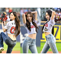 球場にクロップド映えする“初夏ビジュアル”が集結！ ユナ、ジウらK-POPアイドル始球式が熱い 画像
