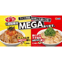 松屋、肉2倍・ライス特盛の「MEGA盛りフェア」を1週間開催 画像