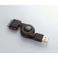 エレコム、iPod接続用の巻き取り型USBケーブルのブラックモデル 画像