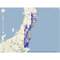 【地震】Google、グーグルマップ上で被災地の通行実績情報を公開 画像