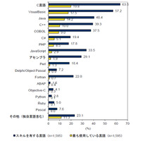 開発者が最も使用している言語、「C」と「Visual Basic」がツートップ……IDC調べ 画像