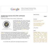 Google Apps for BusinessがセキュリティマネジメントのISO27001を取得 画像