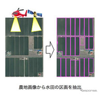 富士通、衛星画像・航空写真を解析し水田区画図を作成 画像