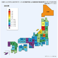 ラーメン好き都道府県の傾向は「東高西低」…ランキング発表 画像