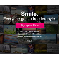 米Yahoo!、Flickr無料アカウントの保存容量を1TBに拡張 画像