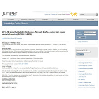 Juniper Networksの「ScreenOS」にDoSの脆弱性 画像