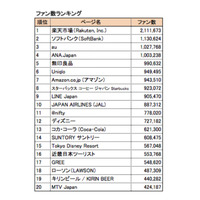 企業Facebookページ年間ランキング2013、いいね！1位は「東京ディズニーリゾート」……IMJ調べ 画像