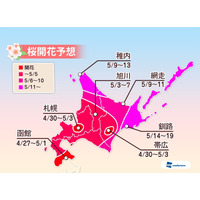 桜開花予想……北海道は昨年より1週間以上早い 画像