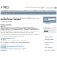 Juniper Networksの「ScreenOS」にDoSの脆弱性 画像