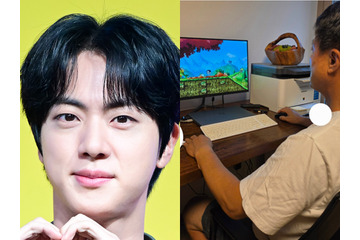 「お父さんに強制的にゲームの教育中」BTS・JIN、愛らしい親子の姿！北米ツアー終え家族団らん 画像