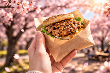 桜を見ながら和牛ライスバーガーや串焼きを食べ歩き！京都・宇治川沿いの飲食店でお花見フェアを開催 画像