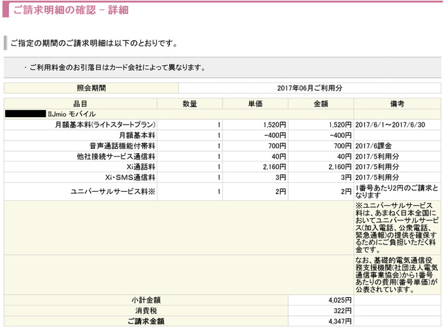 6月分の支払い